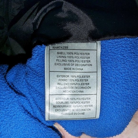 CB Sports Athletic Weather Protection Black Blue Lined Hooded Puff Jacket 14/16 - Picture 10 of 11